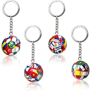 4 قطع سلسلة مفاتيح كرة القدم لكأس العالم 2026، سحر كرة قدم علم وطني صغير ثلاثي الأبعاد مع حلقات معدنية متينة، ملحقات مشجعي الرياضة، هدايا مثالية للحفلات للأطفال والرجال والنساء وديكور حقيبة الظهر in Kuwait