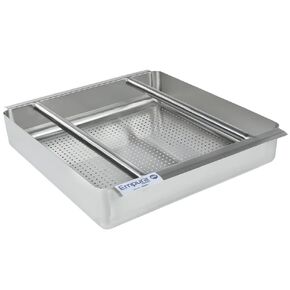 EMPURA 20" Wide Stainless Steel Pre-Rinse Basket with Slide Bar | Commercial Soiled Dishtable Replacement Accessories for Restaurant Diner Cafeteria Kitchen | 19.5"W x 19.5"D x 4"H, 18 Gauge, NSF in Saudi Arabia
