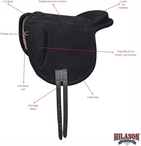 HILASON Western Baretek Bareback Pad Horsemanship Treeless Leather Black | Saddle Riding for Horses in Kuwait