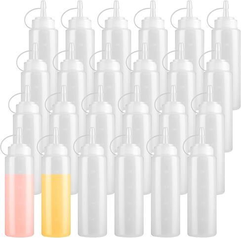 MAQUITA 24 Pcs Plastic Condiment Squeeze Bottles Squeeze Leak Proof Multipurpose Squirt Bottles with Twist Top Cap for Sauces Ketchup BBQ Syrup Dressings Paint Grilling Crafts Olive Oil Arts in Kuwait