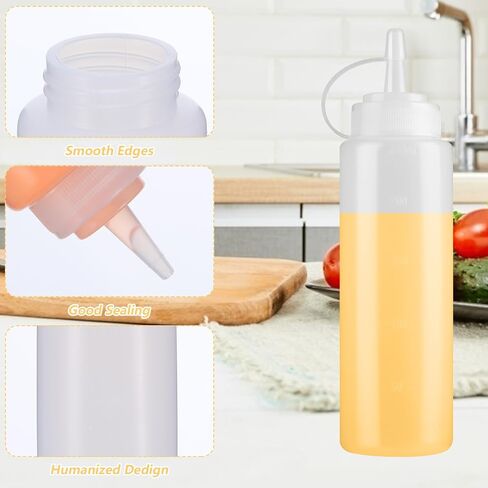 MAQUITA 24 Pcs Plastic Condiment Squeeze Bottles Squeeze Leak Proof Multipurpose Squirt Bottles with Twist Top Cap for Sauces Ketchup BBQ Syrup Dressings Paint Grilling Crafts Olive Oil Arts in Kuwait