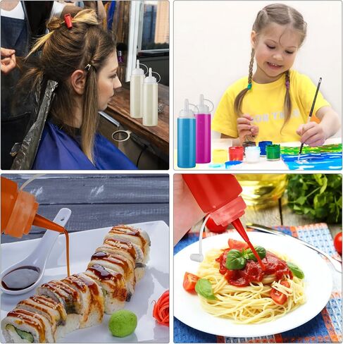 MAQUITA 24 Pcs Plastic Condiment Squeeze Bottles Squeeze Leak Proof Multipurpose Squirt Bottles with Twist Top Cap for Sauces Ketchup BBQ Syrup Dressings Paint Grilling Crafts Olive Oil Arts in Kuwait
