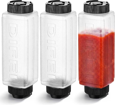 3 Pcs 24 oz Condiment Squeeze Bottles Refillable Inverted Plastic Double Head Squeeze Bottles Large Valve Dispenser for Sauces Oils Syrup Cream Ketchup for Home Restaurant in Kuwait