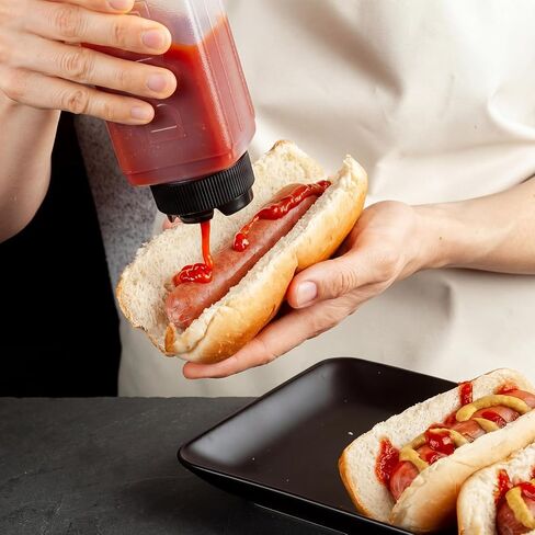 3 Pcs 24 oz Condiment Squeeze Bottles Refillable Inverted Plastic Double Head Squeeze Bottles Large Valve Dispenser for Sauces Oils Syrup Cream Ketchup for Home Restaurant in Kuwait