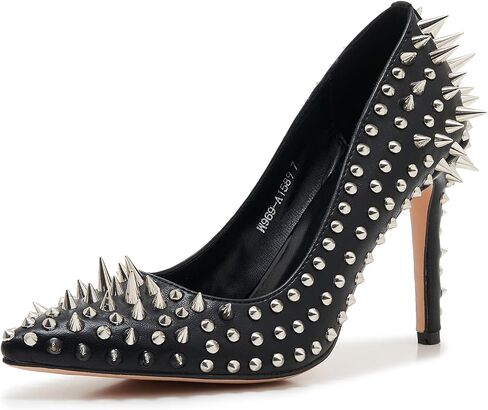 Gothic Studded Pointed Toe High Heels – Spiked Stiletto Pumps for Women in Saudi Arabia