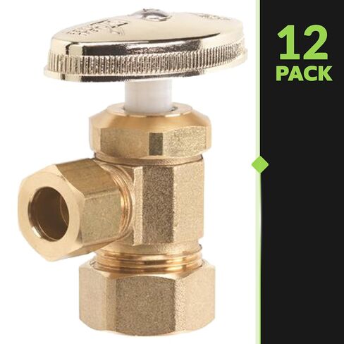Homewerks 638 5202RB 1/2" NOM Comp x 3/8" OD Comp صمام إغلاق متعدد الزوايا، نحاس خشن، 12 حزمة in Kuwait