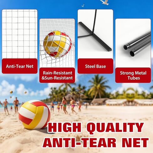 12FT Volleyball Net Set – Adjutable Integrated Net, Tear-Resistant, Portable for Backyard, Beach & Court, Easy Setup with Poles, 4 U-Shaped Studs & Carry Bag in Kuwait
