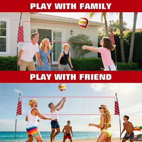 12FT Volleyball Net Set – Adjutable Integrated Net, Tear-Resistant, Portable for Backyard, Beach & Court, Easy Setup with Poles, 4 U-Shaped Studs & Carry Bag in Kuwait