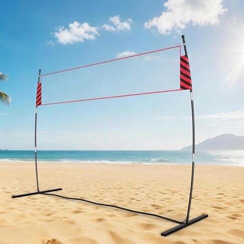 12FT Volleyball Net Set – Adjutable Integrated Net, Tear-Resistant, Portable for Backyard, Beach & Court, Easy Setup with Poles, 4 U-Shaped Studs & Carry Bag in Kuwait