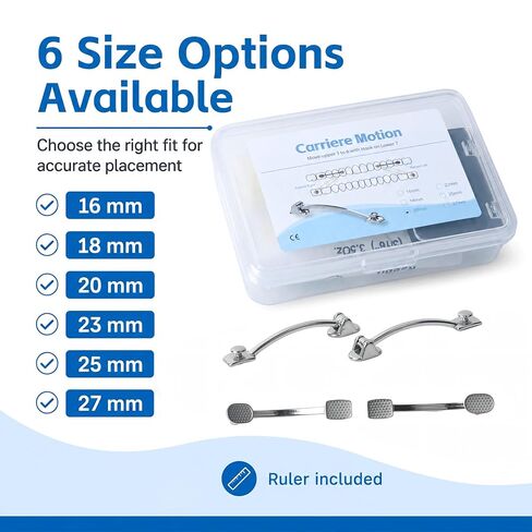 Orthodontic Class II Molar Distalizer Appliance Kit, Professional Dental Class II Correction Appliance with Lingual Buttons, Elastics, Ruler and Storage Box, 6 Size Options (Size 20mm) in Kuwait