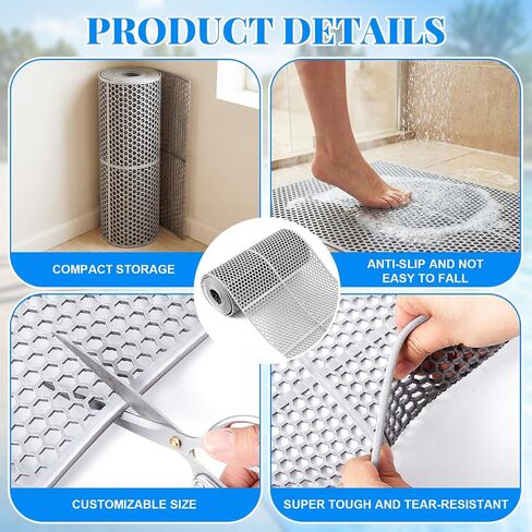 Tinideya 1 Roll 1 x 20 ft Drainage Pool Floor Mat, Non Slip PVC Swimming Pool Mat, Slim Width Waterproof Flooring Accessories Easy to Cut for Outdoor Indoor Deck Shower Balcony Garage Home Use in Kuwait
