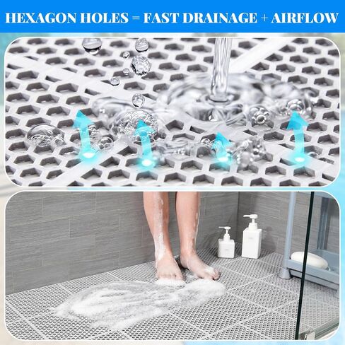 Tinideya 1 Roll 1 x 20 ft Drainage Pool Floor Mat, Non Slip PVC Swimming Pool Mat, Slim Width Waterproof Flooring Accessories Easy to Cut for Outdoor Indoor Deck Shower Balcony Garage Home Use in Kuwait