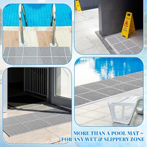 Tinideya 1 Roll 1 x 20 ft Drainage Pool Floor Mat, Non Slip PVC Swimming Pool Mat, Slim Width Waterproof Flooring Accessories Easy to Cut for Outdoor Indoor Deck Shower Balcony Garage Home Use in Kuwait