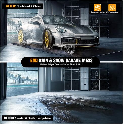 Nilight Garage Containment Mat 7'9" x 18' PVC Garage Floor Mat with 1.4" Raised Foam Edge Waterproof Heavy Duty Garage Parking Mat for Cars SUVs Sedans in Kuwait