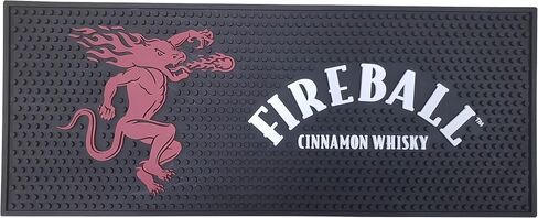 Fireball Cinnamon Whisky Extra Large Bar Mat - Rectangular, 8" x 1'8", Black, Letter Print in Kuwait