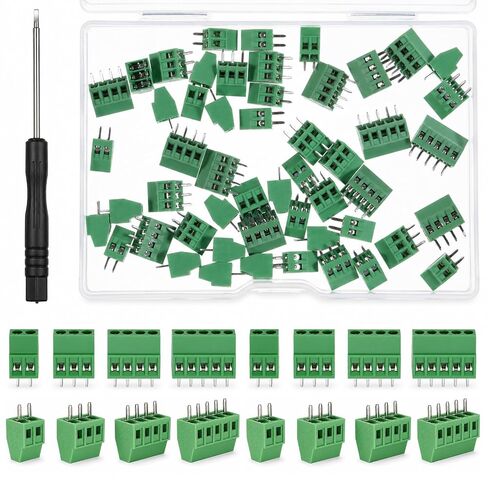 52PCS 2.54mm 0.1 "الملعب PCB جبل المسمار محطة كتلة موصل 2P 3P 4P محطات 150V 6A متوافق 26-18AWG كابل لمشاريع الالكترونيات المنزلية in Kuwait