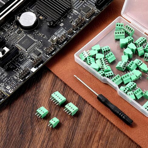 52PCS 2.54mm 0.1 "الملعب PCB جبل المسمار محطة كتلة موصل 2P 3P 4P محطات 150V 6A متوافق 26-18AWG كابل لمشاريع الالكترونيات المنزلية in Kuwait