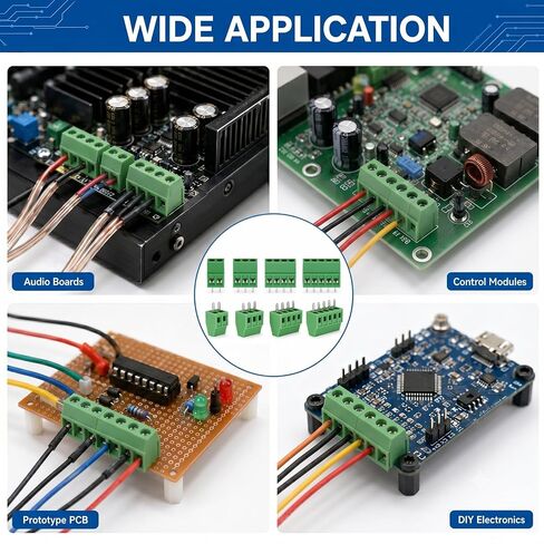 52PCS 2.54mm 0.1 "الملعب PCB جبل المسمار محطة كتلة موصل 2P 3P 4P محطات 150V 6A متوافق 26-18AWG كابل لمشاريع الالكترونيات المنزلية in Kuwait