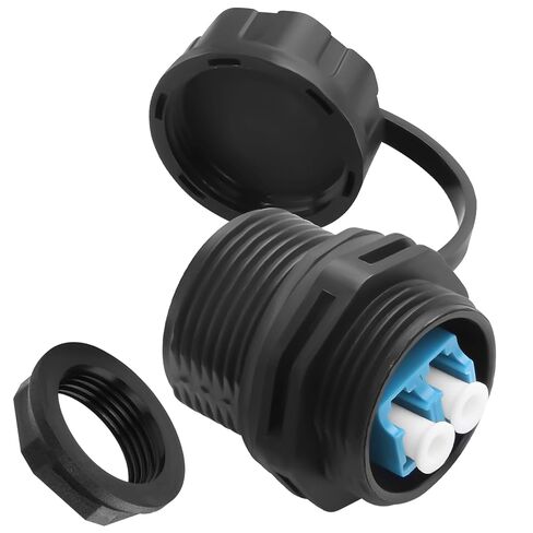 QIANRENON LC Fibre Optic Threaded Fixed Waterproof Adapter Coupler Duplex LC Fibre Optic Female to Female Bulkhead Mount Connector Front Panel Mount Socket, IP68, for Patch Panel Outdoor Cabling in Kuwait