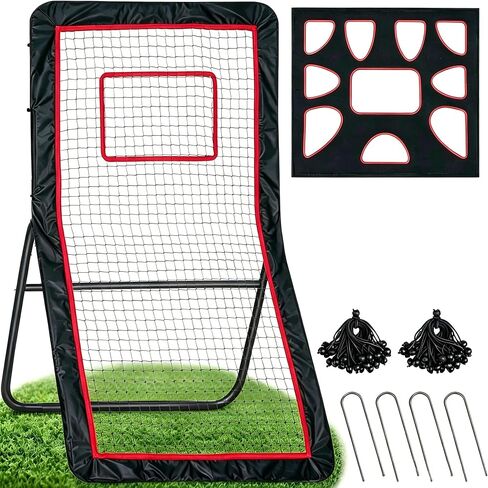 Garvee 6x4FT البيسبول والكرة اللينة رمي وRebounder - الملعب الخلفي صافي مع 3 مناطق الهدف، 4x7FT الثقيلة لاكروس Rebounder صافي ث / زوايا قابلة للتعديل in Kuwait