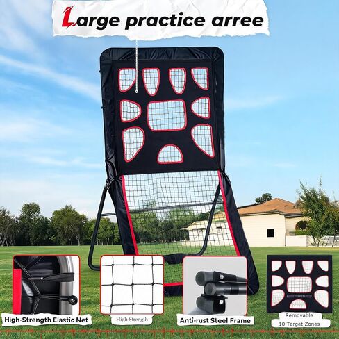 Garvee 6x4FT البيسبول والكرة اللينة رمي وRebounder - الملعب الخلفي صافي مع 3 مناطق الهدف، 4x7FT الثقيلة لاكروس Rebounder صافي ث / زوايا قابلة للتعديل in Kuwait