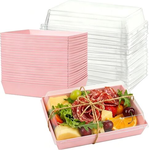 8"x6" Charcuterie Boxes, 50 Pack Charcuterie Boxes with Clear Lids, Large Disposable Take Out Bakery Boxes, To Go Containers for Charcuterie, Delicatessen, Sandwiches, Cookies, Salads (50, Brown) in Kuwait