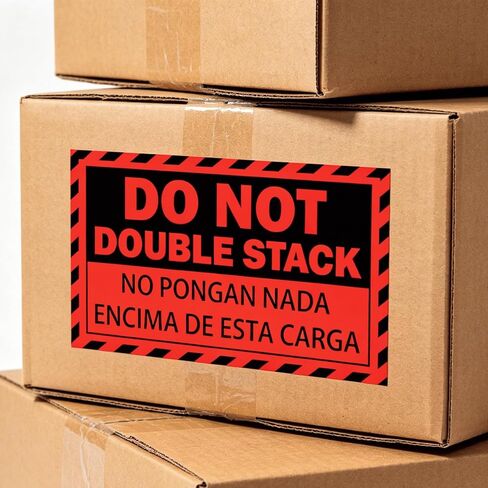 Do Not Double Stack Labels, 5x3 Inch Bilingual Warning Stickers, Self-Adhesive Durable Warehouse Shipping Pallet Load Safety Signs, No Pongan Nada Encima De Esta Carga, for Logistics, Freight, Storage, Cargo Handling (Pack of 100) in Kuwait