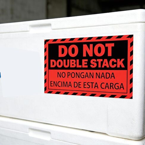 Do Not Double Stack Labels, 5x3 Inch Bilingual Warning Stickers, Self-Adhesive Durable Warehouse Shipping Pallet Load Safety Signs, No Pongan Nada Encima De Esta Carga, for Logistics, Freight, Storage, Cargo Handling (Pack of 100) in Kuwait