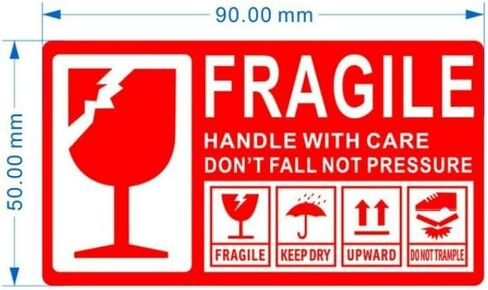 Fragile Stickers 3 x 2 Inch – Waterproof Handle with Care Labels for Shipping and Moving - 500 Strong Adhesive Stickers per Roll in Kuwait