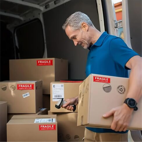 150PCS Fragile Handle with Care Labels - High-Visibility Self-Adhesive Stickers for Shipping & Moving in Kuwait
