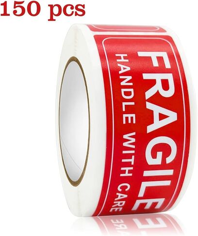 150PCS Fragile Handle with Care Labels - High-Visibility Self-Adhesive Stickers for Shipping & Moving in Kuwait