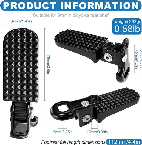 1 Pair Bike Rear Pedals Mini Folding Bike Foot Pegs Stable Bicycle Rear Pedals for Mountain Bike Electric Bike in Kuwait