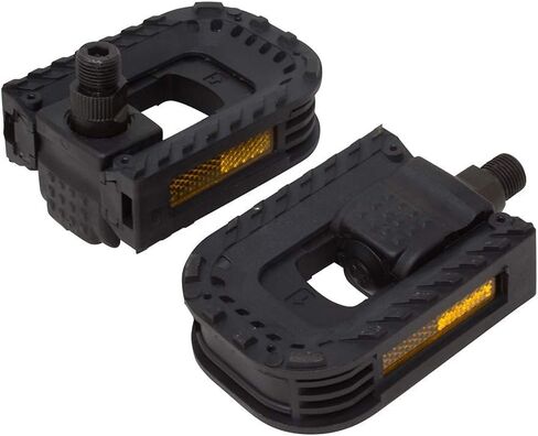 PRO+ Foldable Bicycle Pedals PVC Black 1/2" 9/16" Bike Pedals Nylon Cage Boron Steel Axle Folding Bike Pedals with Reflectors MTB BMX Commuter Travel Pedals in Kuwait