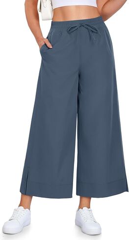 CAMPSNAIL Wide Leg Pants Women - 25"/29" Casual Summer Capri Yoga Pants Lightweight Sweatpants for Travel Business Work in Kuwait