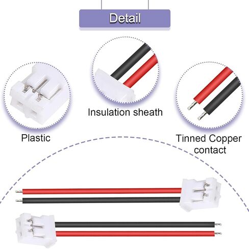 40 Pcs JST 2.0 PH 2 Pin Male Connector with 10cm Cable and Female Micro JST PH 2.0mm 2 Pin Connector Plug for Aircraft Quadcopter Boat Car Toy PCB Control Panels in Kuwait