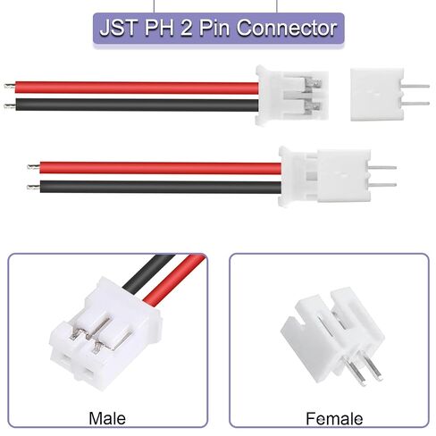 40 Pcs JST 2.0 PH 2 Pin Male Connector with 10cm Cable and Female Micro JST PH 2.0mm 2 Pin Connector Plug for Aircraft Quadcopter Boat Car Toy PCB Control Panels in Kuwait