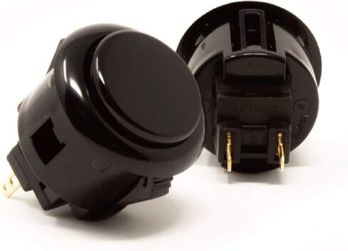 Sanwa 2 pcs OBSF-24 Original Push Button 24mm - for Arcade Jamma Video Game & Arcade Joystick Games Console (Black) S@NWA in Kuwait