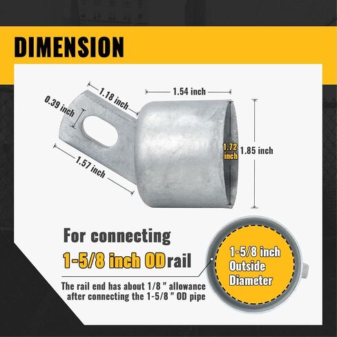 VIVIDA 1-5/8" Top Rail End for Chain Link Fence, Rail End Cap for 1-5/8" OD Pipe, Galvanized Steel, 4 PCS in Kuwait