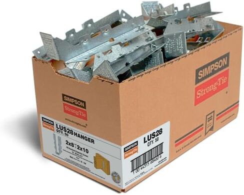 Simpson Strong-Tie LUS28 Light Face-Mount Joist Hanger - Wood Construction Connectors, 18 Gauge Galvanized Steel Brackets, Hurricane Rafter Ties, 2x8, 50 Per Pack in Kuwait