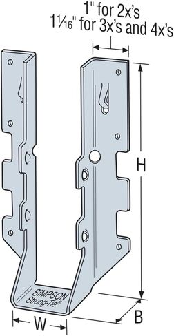 Simpson Strong-Tie LUS28 Light Face-Mount Joist Hanger - Wood Construction Connectors, 18 Gauge Galvanized Steel Brackets, Hurricane Rafter Ties, 2x8, 50 Per Pack in Kuwait