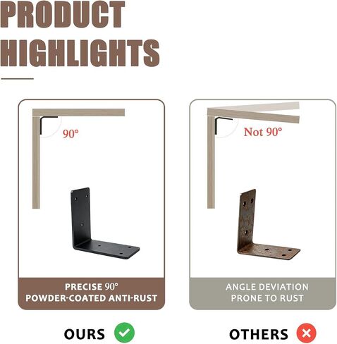 12 Pack Corner L Brackets for Wood, 2" x 4" 90 Degree Bracket Corner Brace, 4x4 L Shaped Bracket for Outdoor Farming, Wood Fence, Furniture, Shelf Brackets in Kuwait