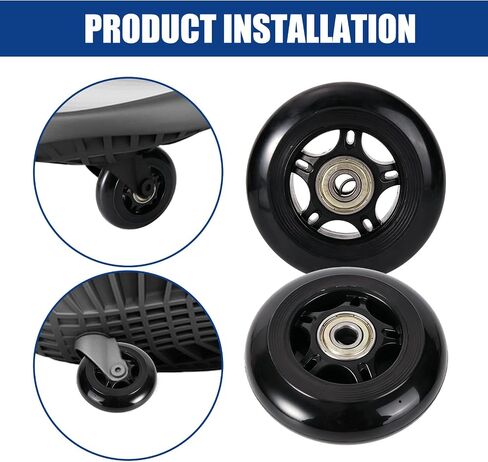 Penitue 76mm x 24mm Caster Wheels, PU & High Carbon Steel Scooter Wheel Repair Replacement Part for Razor RipStik Ripsurf Ripster FlashRider 360 RipRider PowerRider Caster Trike in Kuwait