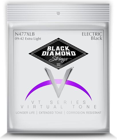 Black Diamond Strings® N477XLB الكهربائية الكهربائية المطلية باللون الأسود 09-42 التوتر الخفيف الإضافي in Saudi Arabia