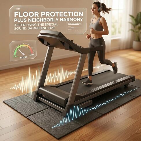 Foldable Walking Pad Mat, High-Density PVC Treadmill Mat for Hardwood Floors & Carpet, 55" x 24" Space-Saving Exercise Equipment Mat for Under Desk Bike, Elliptical & Home Gym,Black in Kuwait