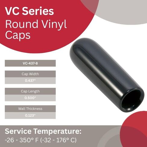 Caplugs VC-437-8 VC Series, Round Vinyl Cap, Black Plastic, 0.437" W x 0.500" L, Protective Closures, Thread Protectors, Dust and Moisture Seals, Masking, Plating, Color Coding, 200 Pack (99394098) in Kuwait