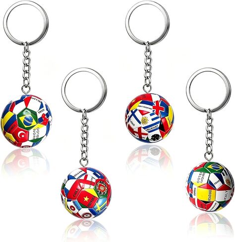 4PCS 2026 World Cup Soccer Ball Keychain, Mini 3D National Flag Football Charms with Durable Metal Rings, Sports Fan Accessories,Perfect Party Favors Gifts for Kids Men Women Backpack Decor in Kuwait