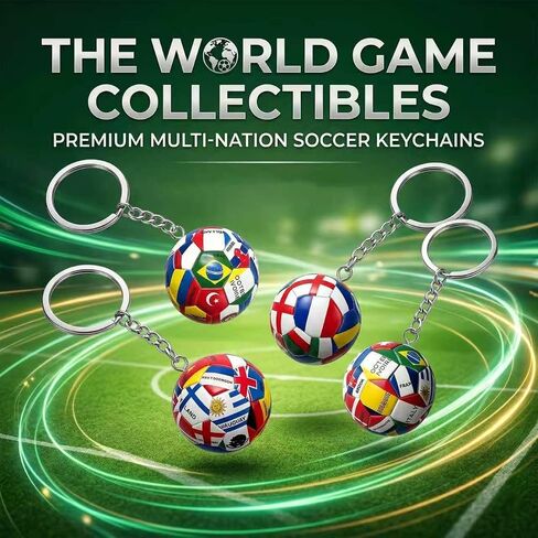 4PCS 2026 World Cup Soccer Ball Keychain, Mini 3D National Flag Football Charms with Durable Metal Rings, Sports Fan Accessories,Perfect Party Favors Gifts for Kids Men Women Backpack Decor in Kuwait