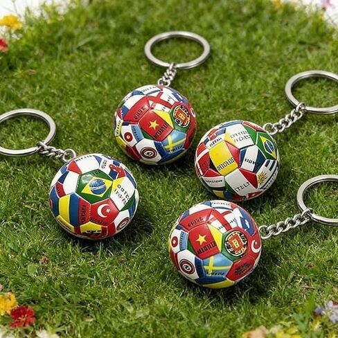 4PCS 2026 World Cup Soccer Ball Keychain, Mini 3D National Flag Football Charms with Durable Metal Rings, Sports Fan Accessories,Perfect Party Favors Gifts for Kids Men Women Backpack Decor in Kuwait