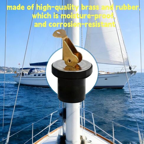 2 Pcs Snap Handle Brass Boat Drain Plug – 3/4 Inch Brass Boat Drain Plug with Snap Handle for Fishing Rowing Vessels (3/8inch) (5/8 Inch) in Kuwait