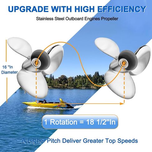 Upgrade 16 X 18 1/2 OEM 990C0-00810-185 Stainless Steel Boat Propeller Fit Suzuki Outboard Engines DT/DF150/175/200/225HP DF250/300HP 16x18.5'Pitch Prop 15 Spline Tooth 3 Blades RH in Saudi Arabia
